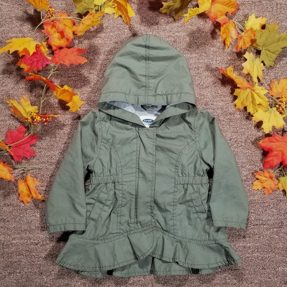 Old Navy Other - Old Navy olive green baby girl hooded parka